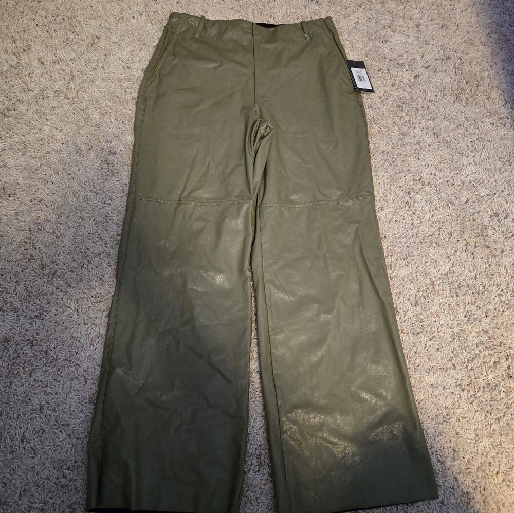 Lysse Vegan Leather Aimee Olive Pants NWT